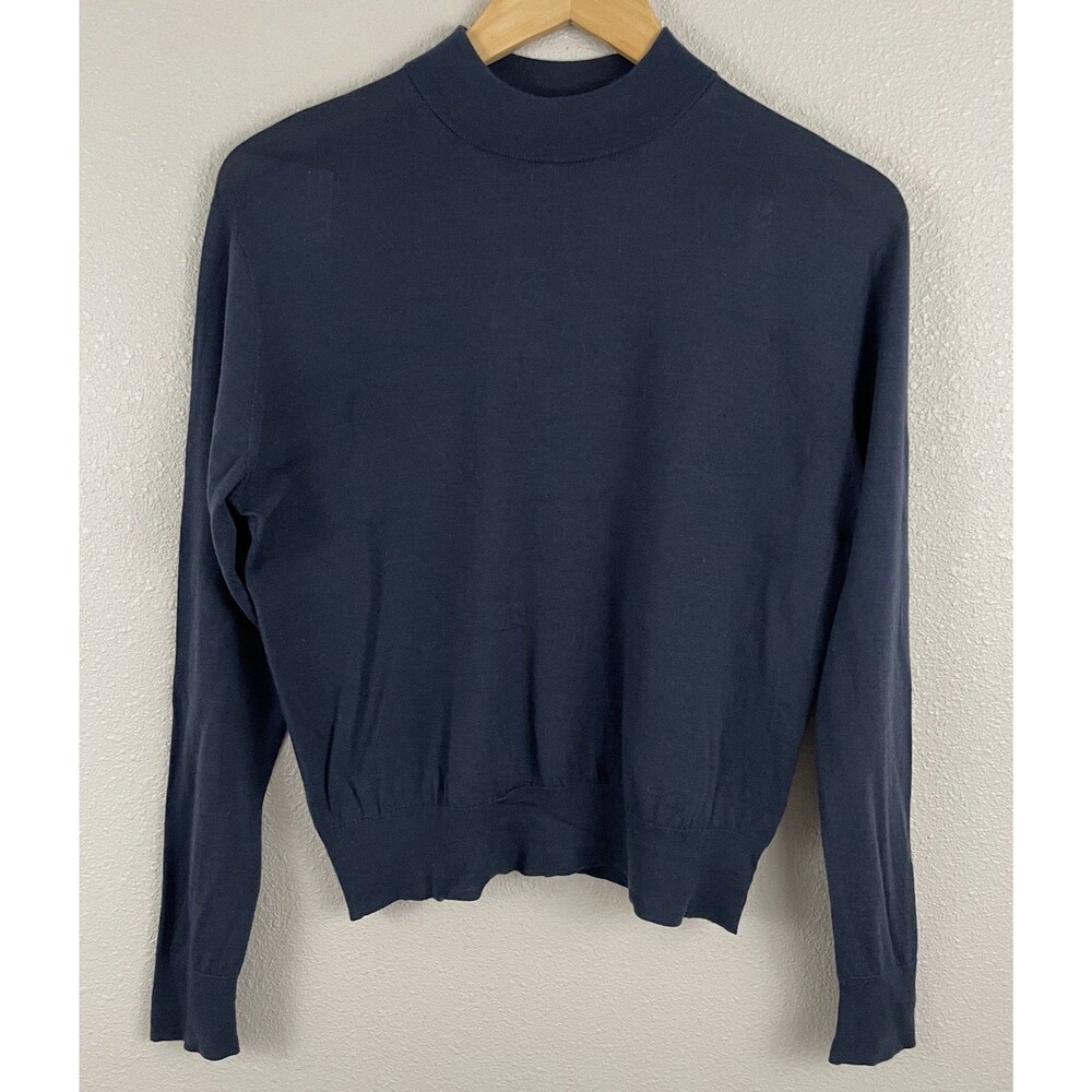 Vince Womens S Blue 100% Wool Lightweight Mock Sweater